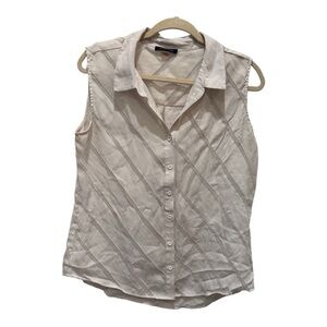 Tommy Hilfiger White Sleeveless Button-Down Shirt